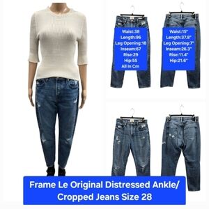 Frame Le Original Distressed Ankle/Cropped Jeans Size 28